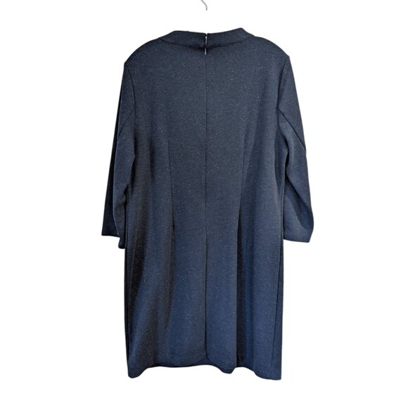 TALBOTS Nwot Heathered Shift Dress L Blue Fleck Navy Blue Retro Style 60's - Picture 5 of 13